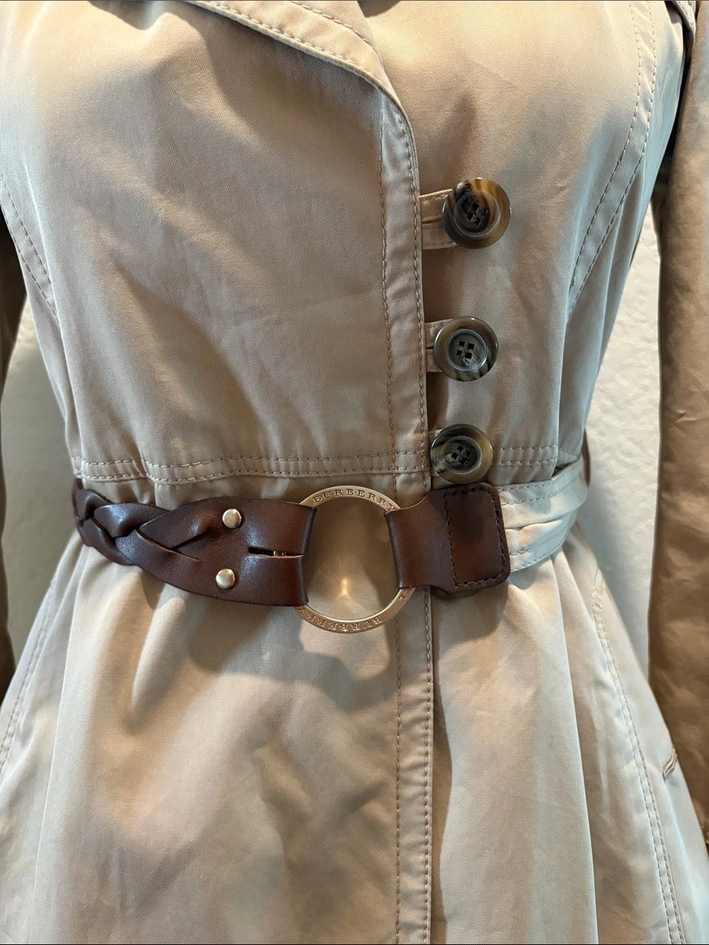 Burberry Size 36 (XS US) Trench Coat Khaki With Belt - Picture 3 of 14